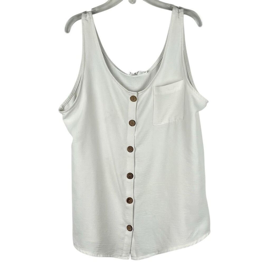 Diosun White Button Down Tank Top Medium